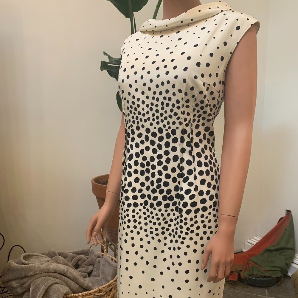 Black and Cream silk dress, polka dot design